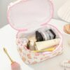 1 Piece Bear Pattern Cosmetic Bag Set Large Capacity Quilted Travel Makeup Bag With Handle Cute Pink Floral Make Pouch With Lace Portable Kawaii Toiletry Travel Bag Cosmetic Pouch Makeu Up Brushes Stora (6)