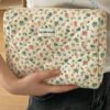 1pc Lovely Floral Stitching Corduroy Cosmetic Bag For Storing Skin Care Items Lipsticks Hair Accessories Or As A Travel Necessity Birthday Gift Bridesmaid Gift Teacher Gift Or Mothers Day Gift For Girls (5)