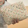 1pc Lovely Floral Stitching Corduroy Cosmetic Bag For Storing Skin Care Items Lipsticks Hair Accessories Or As A Travel Necessity Birthday Gift Bridesmaid Gift Teacher Gift Or Mothers Day Gift For Girls (6)