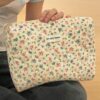 1pc Lovely Floral Stitching Corduroy Cosmetic Bag For Storing Skin Care Items Lipsticks Hair Accessories Or As A Travel Necessity Birthday Gift Bridesmaid Gift Teacher Gift Or Mothers Day Gift For Girls (7)