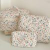 1pc Lovely Floral Stitching Corduroy Cosmetic Bag For Storing Skin Care Items Lipsticks Hair Accessories Or As A Travel Necessity Birthday Gift Bridesmaid Gift Teacher Gift Or Mothers Day Gift For Girls Mak