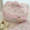 1pc Set Flower And Bowknit Print Balletcore Travel Cosmetic Bag Large Capacity Cosmetic BagMakeup Bag Makeup Pouch Skincare Bag Toiletry Bag Packing CubesTravel Essentials Cruise Essentials Dorm Essenti (5)