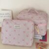 1pc Set Flower And Bowknit Print Balletcore Travel Cosmetic Bag Large Capacity Cosmetic BagMakeup Bag Makeup Pouch Skincare Bag Toiletry Bag Packing CubesTravel Essentials Cruise Essentials Dorm Essenti (6)