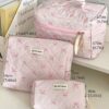 1pc Set Flower And Bowknit Print Balletcore Travel Cosmetic Bag Large Capacity Cosmetic BagMakeup Bag Makeup Pouch Skincare Bag Toiletry Bag Packing CubesTravel Essentials Cruise Essentials Dorm Essenti (7)