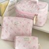 Cute Bow Knot Pattern Multifunctional Checkerboard Makeup Bag