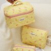 1set Cute Bowknot Print Multifunctional Cosmetic Organizer Handbag Wallet Pouch Portable Cosmetics Brush Storage Clutch With Zipper Closure For Brush Skincare Mobile Phone Coin Small Items For Home Trav (1)