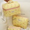 1set Cute Bowknot Print Multifunctional Cosmetic Organizer Handbag Wallet Pouch Portable Cosmetics Brush Storage Clutch With Zipper Closure For Brush Skincare Mobile Phone Coin Small Items For Home Trav (3)